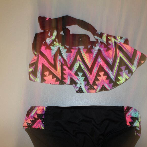 Multi Color 2 Pcs Justice Bikini Swimsuit Size 10 - Picture 2 of 11